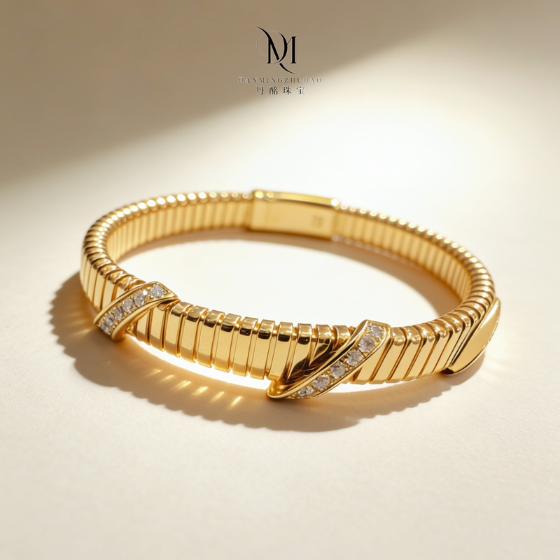 Danmeng Jewelry｜New on April 18【Tubogas】18K Gold Italian Double-Sided Gold Soft Bracelet with Vintage Diamonds