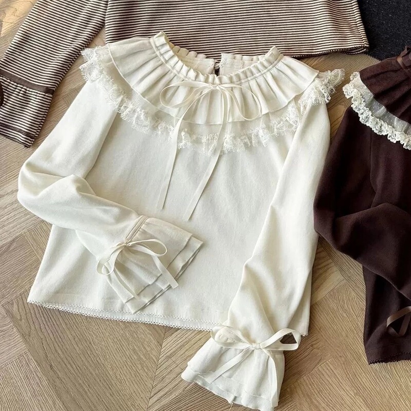 Warm Velvet Multi-Color Peter Pan Collar Base Layer Shirt for Autumn and Winter