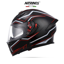 NITRINOS motorcycle helmet double lens carbon fiber grain winter locomotive racing full helmet Four Seasons sunglasses safety helmet