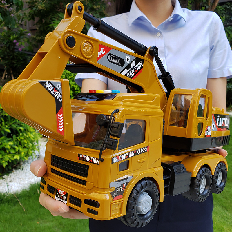Children's Large Inertial Engineering Car Excavator Trailer Trailer Mixer Boys Lightmusic Toys