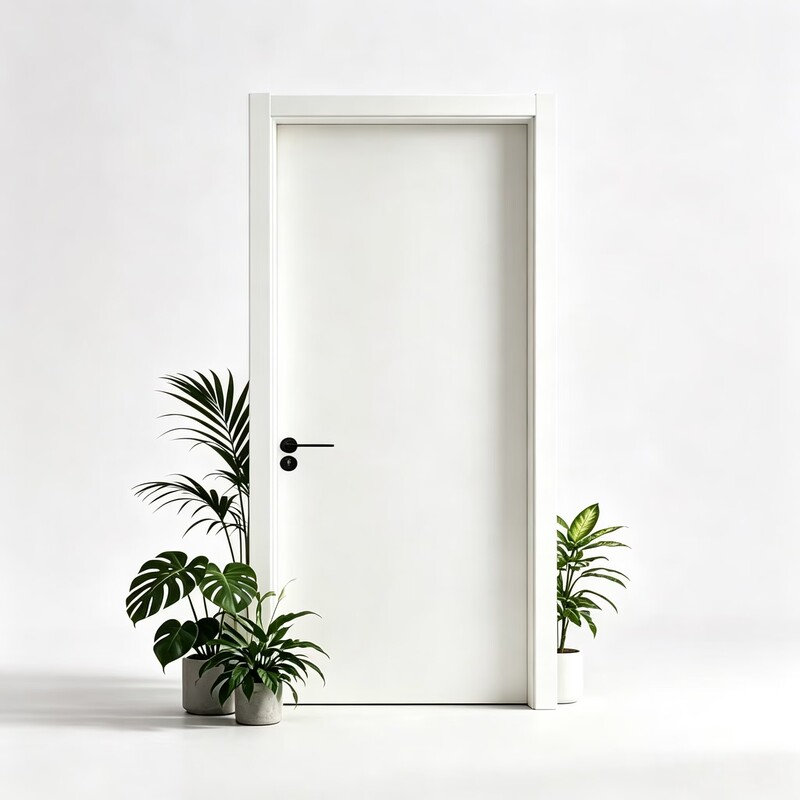 Modern Simple White Wooden Bedroom Door Flat Opening Interior Door Bedroom Furniture