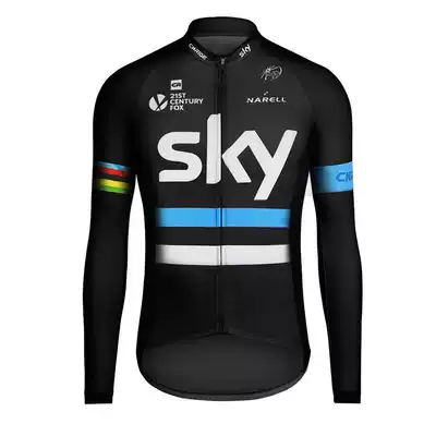CR autumn and winter warm fleece long sleeve cycling suit soft shell windproof waterproof men's and women's SKY car team version top