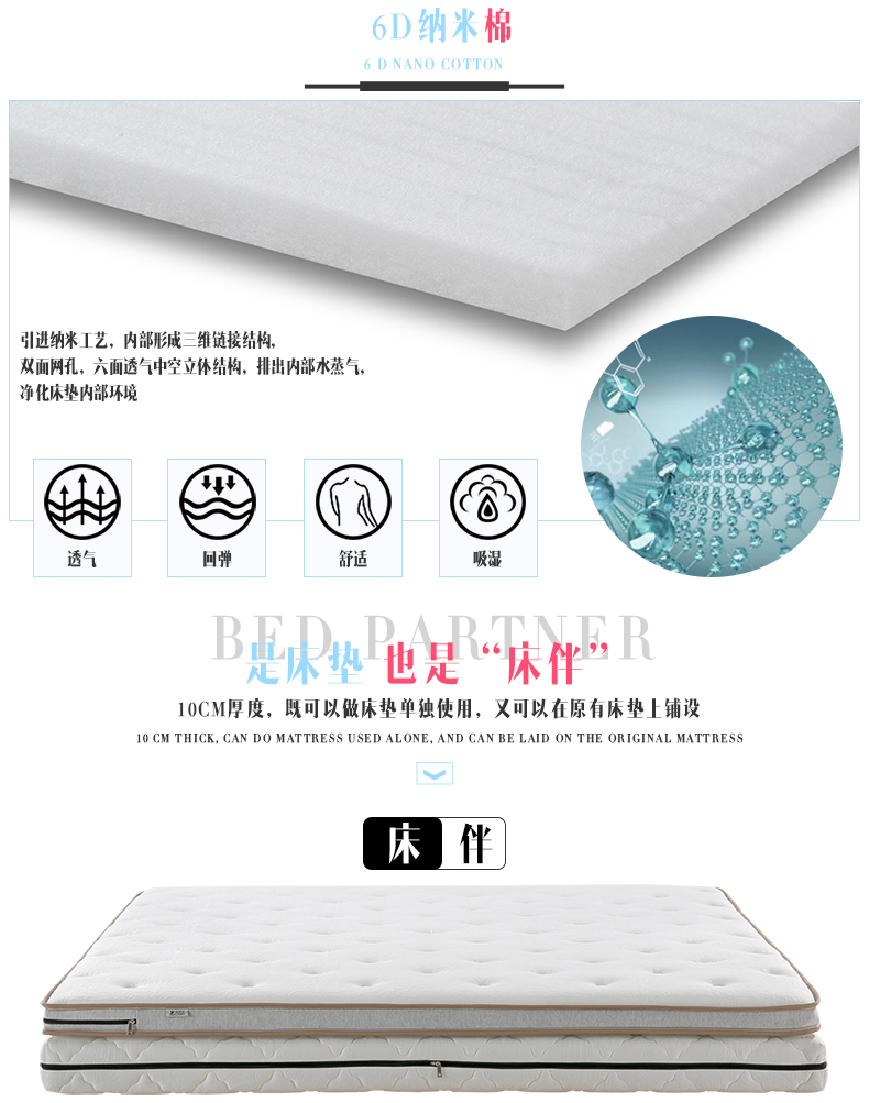Có thể tùy chỉnh FT-A nệm nệm cao su có thể tháo rời và giặt được 1.2 / 1.5 / 1.8 mét - Nệm nệm gấp 1m6