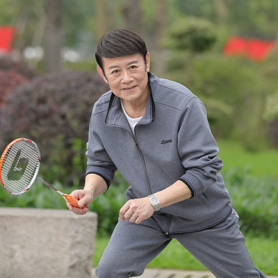 中老年运动套装男父亲装中年春季长袖运动服爷爷休闲套装男士外套