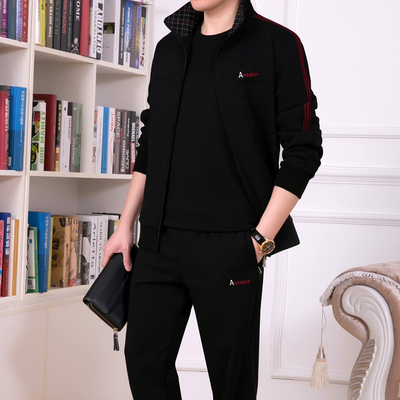 中年运动套装男春秋爸爸装卫衣老年运动服休闲套装男跑步服运动服