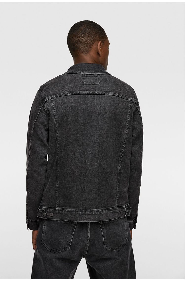 ZA mùa thu đông mới áo khoác denim xu hướng thể thao nam áo khoác denim màu đen 4454/322 4454322 - Cao bồi đồ nam