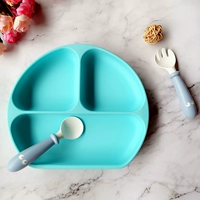 Силиконовая чашка всасывания задницы+макаронная ложка Spoon Blue Delive Bibbing Box