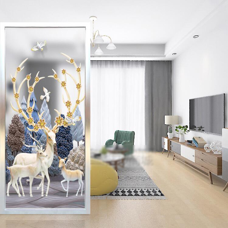 Light Extravaganza Modern Art Glass Partition Wall Living Room Shoe Cabinet Screen Nordic Xuanguan Dry Wet Zone Bifacial Background Deer