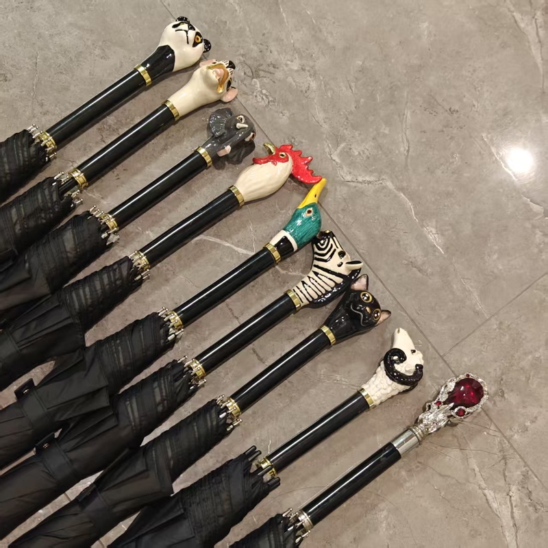 Factory Direct Sale Animal Head Umbrella Long Handle Twill Fabric Sun Protection Uv Protection Sun Umbrella Trendy Brand Folding Gift Umbrella