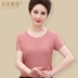 Áo thun mẹ mùa hè gas tay ngắn băng lụa 30 - 40 tuổi 50 áo sơ mi nữ nhỏ trung niên mùa hè quần áo nửa tay - Quần áo của mẹ đầm cho người trung niên u40 Quần áo của mẹ