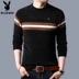 Áo len trẻ trung Playboy nam ấm áp dày cổ tròn áo len cashmere nam mùa đông áo len sọc giản dị - Áo len Cashmere Áo len Cashmere