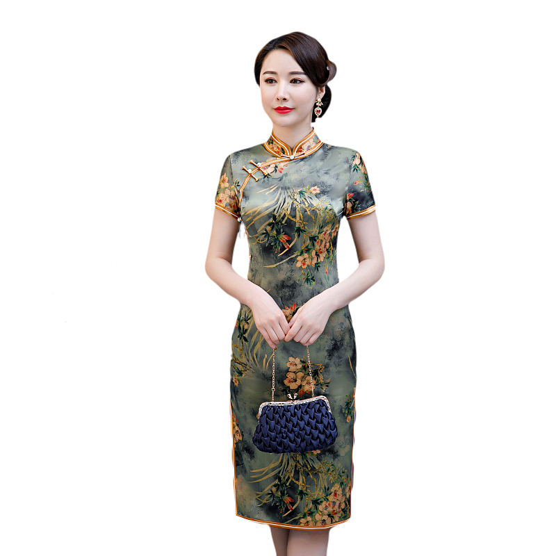 Elena 235 gốc tinh khiết da Silk Cheonggown 108 dài đúp