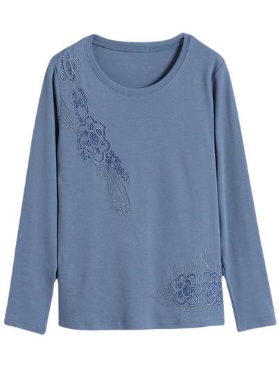 纯棉长袖t恤女宽松上衣中年妈妈春装2025年新款洋气打底衫秋衣服