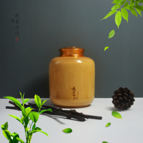 Natural raw bamboo tea tube bamboo packaging bamboo storage cans metal lid tea cans tea bin sealed cans storage bamboo cans
