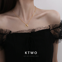 South Koreas new fashion temperament bag K gold necklace female ins personality tide color gold crescent pendant simple clavicle chain