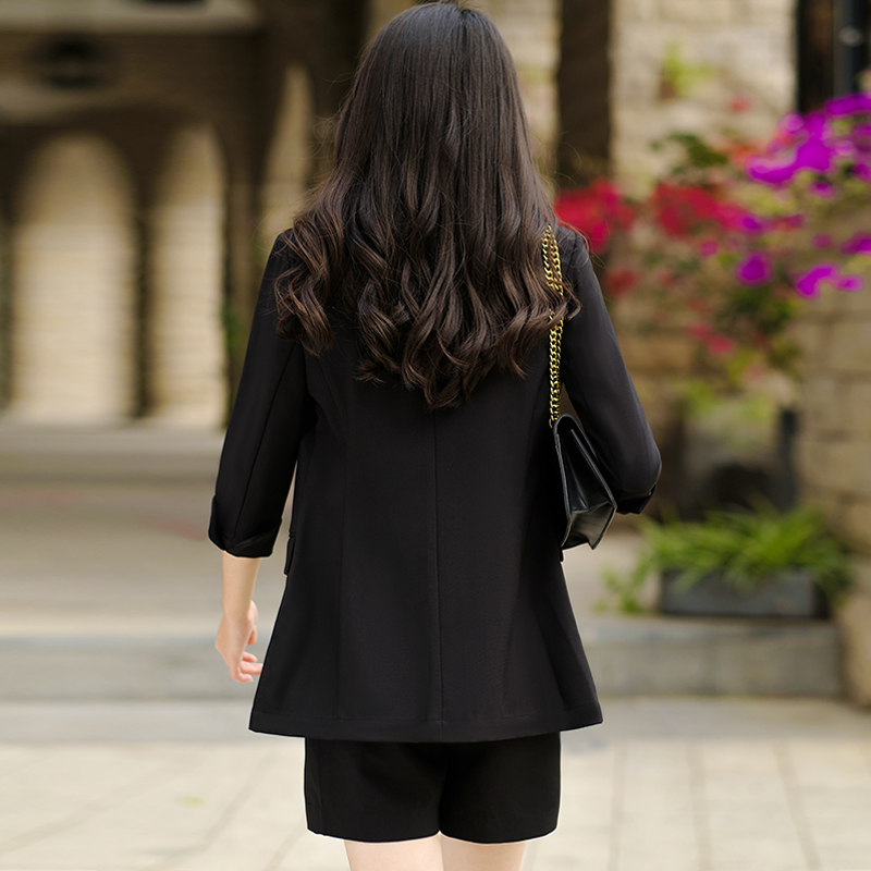 深蓝色短袖西装套装：小个子女生的2024夏季通勤必备！👑✨