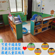 Nursery school bag cabinet Childrens toy storage rack Debris Storage Rack Wood Multilayer Shelve Area Corner Combined Baby