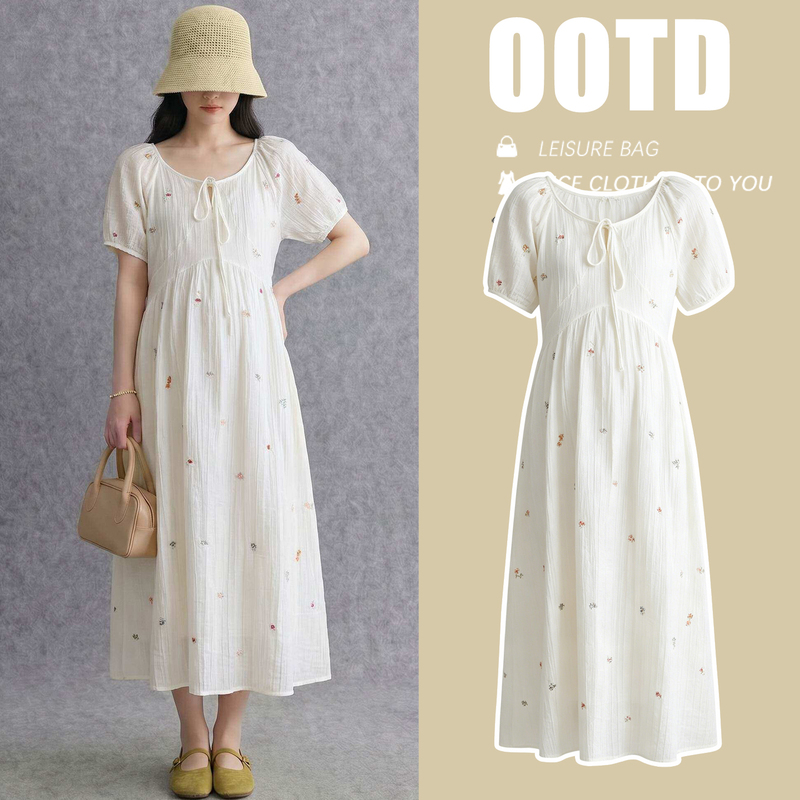 Maternity Wear Summer 2026 New Fashion Long Dress Summer Plus Size Lyocell Tencel Maternity Dress