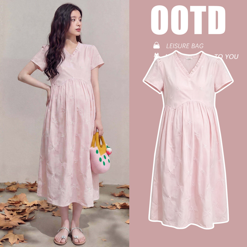 Maternity Dress 2026 Summer Sweet and Fresh Loose-Fitting Dress That Covers the Belly Without Showing Pregnancy, with a High-End and Elegant Feel