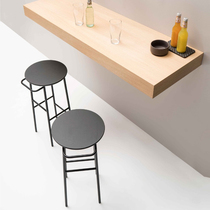 Modern Brief Bar Bench Chair Iron Art Solid Wood Bar Stool Nordic Bar Chair Creative Home Bench Bar Chair High Footstool