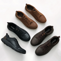 Foreign trade high-end leakage shoes spring and autumn mens low-top lace leather shoes head layer cowhide outdoor casual shoes men