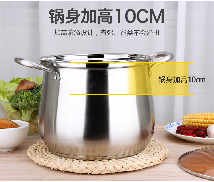 Súp nồi thép không gỉ 304 gia dụng dày nồi thép không gỉ đôi đáy cảm ứng khí nồi phổ súp nồi công suất lớn kệ để gia vị nhà bếp