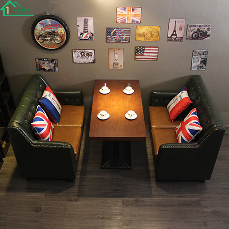 Coffee Room Table And Chairs Solid Wood West Dining Room Sofa Bar Casual Cassette Leather Art Milk Tea Sweet Shop Table Chair Combination