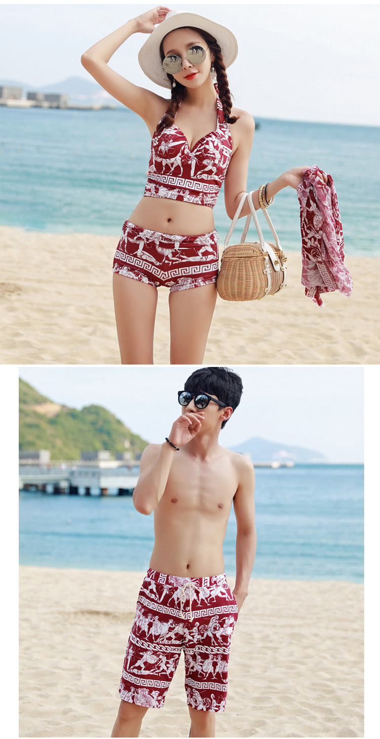 Cặp đôi đi biển Hàn Quốc Bộ đồ bơi nam Đồ bơi bikini bikini ba mảnh Spa Spa 	đồ đôi đi biển màu xanh