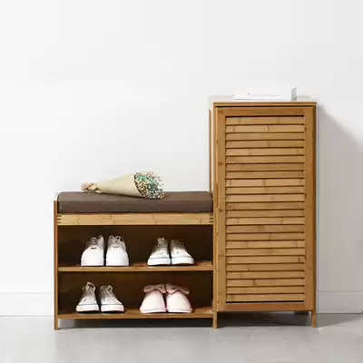 Shoe cabinet simple modern hall cabinet solid wood bamboo storage cabinet door shoe cabinet door shoe cabinet change shoe stool shoe cabinet storage cabinet