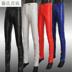 Quần da nam phiên bản Hàn Quốc của quần áo bó sát Người đàn ông xe máy mỏng xe máy thủy triều nam quần áo thanh màu đỏ và trắng thời trang quần dài quần bò nam Quần da