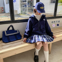 Female big boy 2021 new spring dress childrens woven sports style coat childrens foreign style Joker casual Little Womens