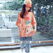 Girls  short-sleeved t-shirt 2019 new Korean cotton top middle and large childrens loose half-sleeved summer clothes