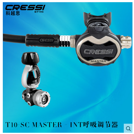Italian CRESSI T10-SC Master diving with a suction regulator a secondary head