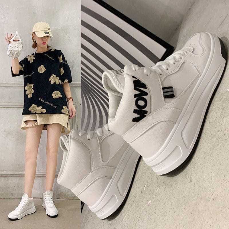 Baihui Qianxi 2020 spring and autumn high-top white shoes hip-hop flat all-match high-waist sports casual sneakers 3316