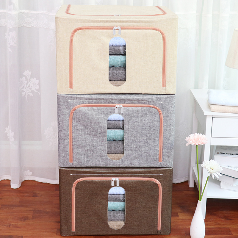 Cotton and linen clothing storage box fabric clothing finishing box large folding wardrobe storage box storage box moving artifact