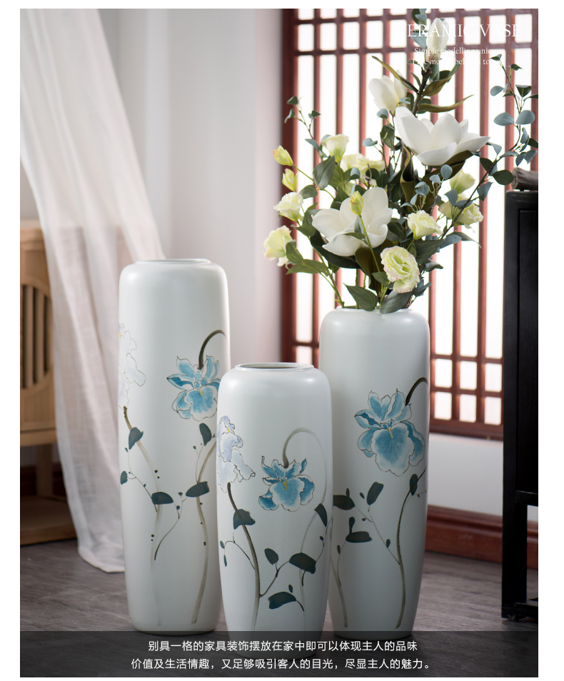 Jingdezhen ground vase large - sized ceramic porch Chinese style is I and contracted dry flower arranging flowers floral furnishing articles big living room