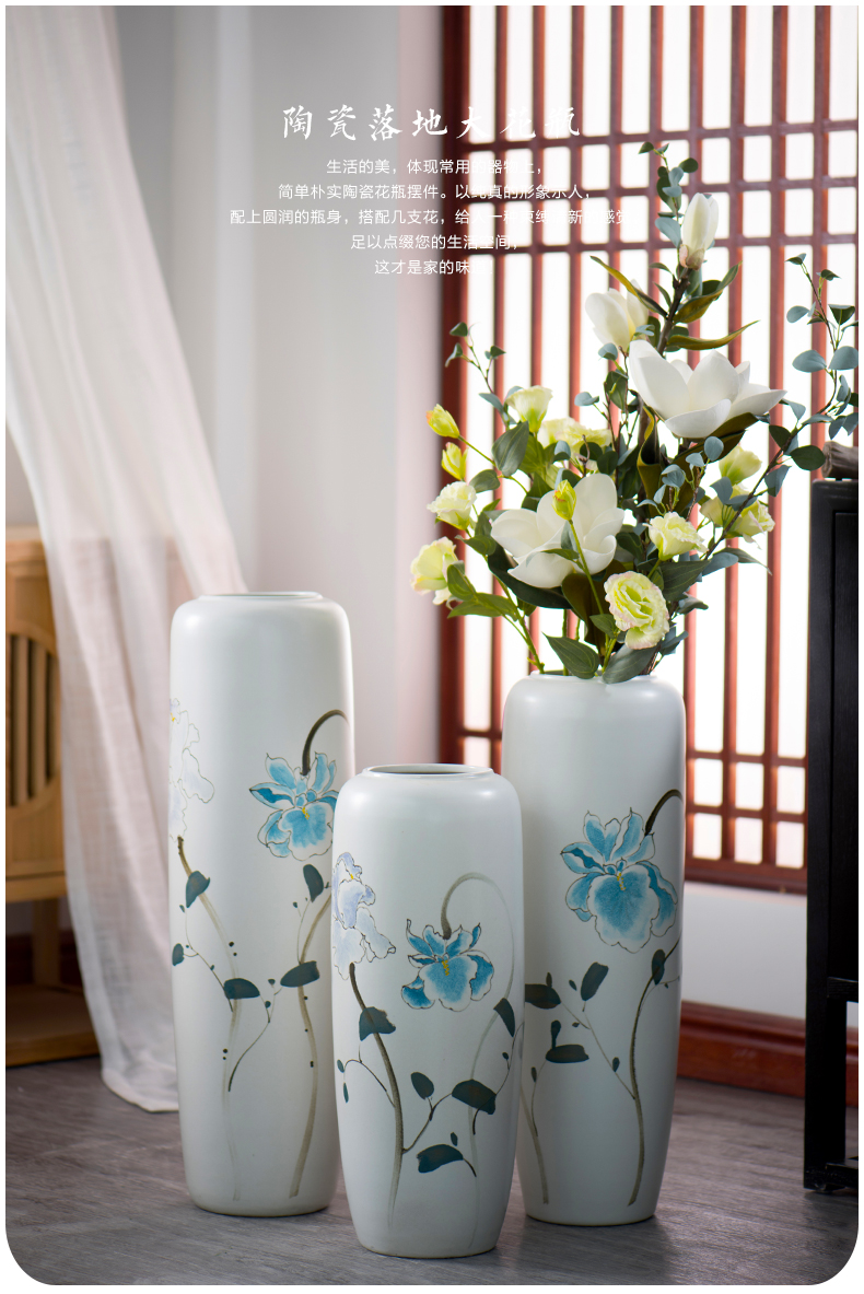 Jingdezhen ground vase large - sized ceramic porch Chinese style is I and contracted dry flower arranging flowers floral furnishing articles big living room