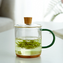 Heat-resistant glass bubble tea cup tea water separation filter drinking green tea cup household belt cover mens and womens office