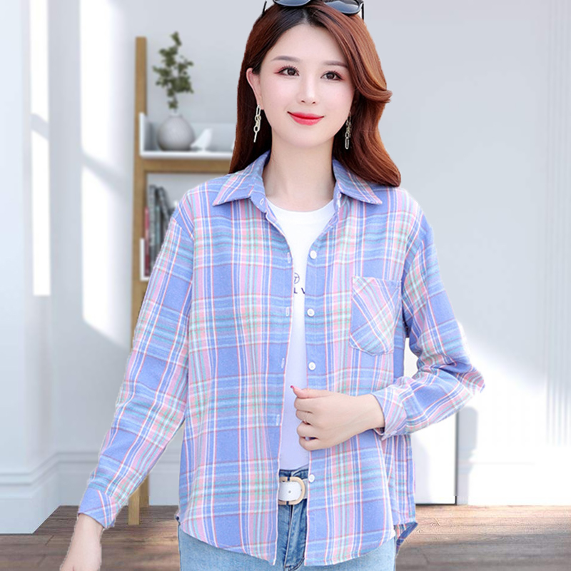 2026 Spring and Summer New Fashion Plaid Shirt Women's Long Sleeve Shirt Jacket Korean Style Loose Sun Protection Top 2026 Spring and Summer New Fashion Plaid Shirt Women's Long Sleeve Shirt Jacket Korean Style Loose Sun Protection Top