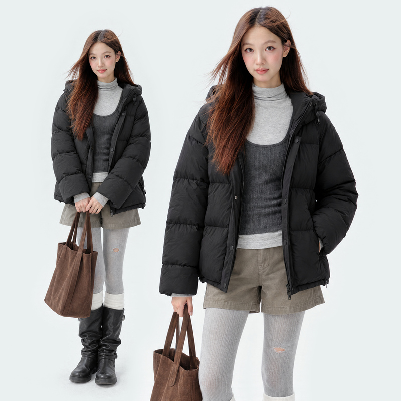 American Retro 90S White Duck down Black down Jacket for Women, Winter Thickened Color-Blocking Outdoor Warm and Cold-Proof Hooded Coat American Retro 90S White Duck down Black down Jacket for Women, Winter Thickened Color-Blocking Outdoor Warm and Cold-Proof Hooded Coat
