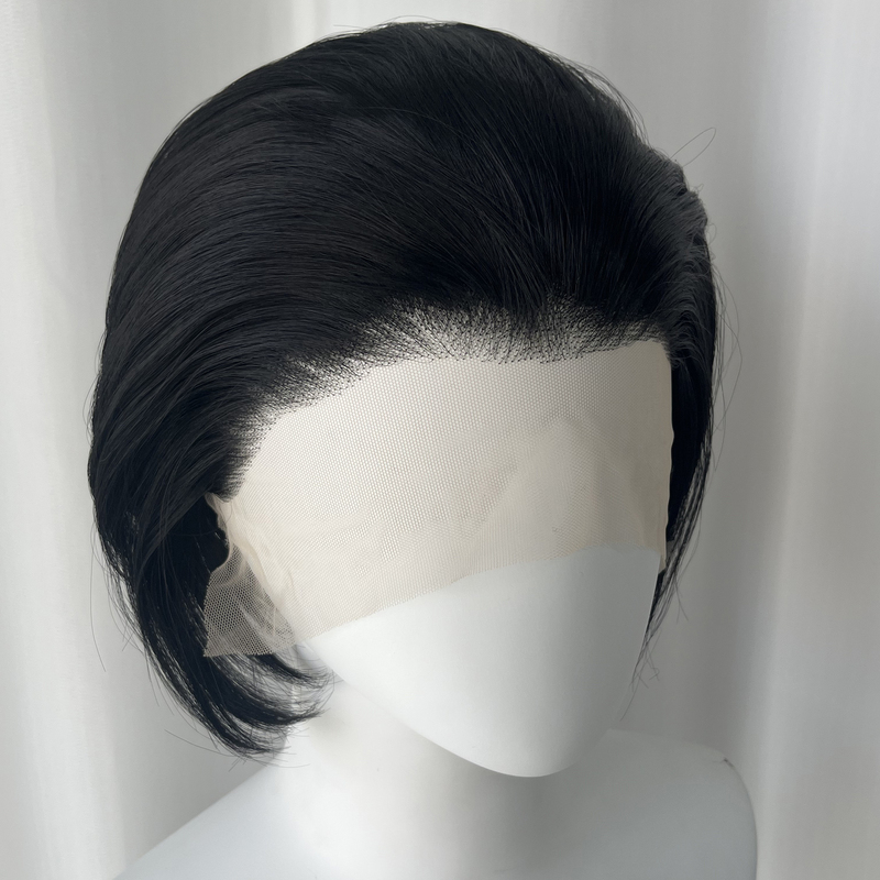 Black Versatile Cosplay Short Wig Hand-Tied Lace Front Wig with a Natural Parting, Zhang Qiling Shengwang M-Style