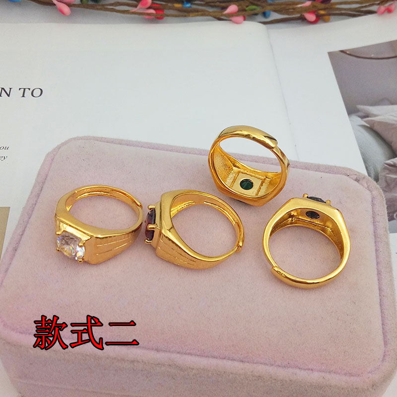 Nhẫn vàng nam Việt Nam mới có thể điều chỉnh mô phỏng đồng vàng mạ vàng với vòng ruby ​​phai dài mẫu nhẫn nữ đẹp 2021