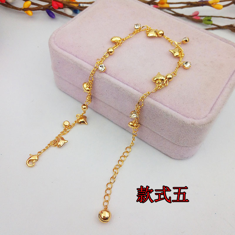 Phiên bản mới của Hàn Quốc của vòng chân vàng cát nữ đơn giản mùa hè euro tiền trang sức mạ vàng giả vòng chân vàng thời gian dài không phai - Vòng chân lắc chân nữ inox