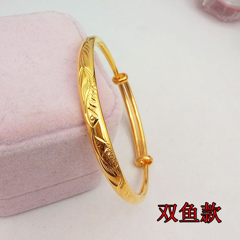 Vòng tay vàng cát cổ điển nữ lâu ngày không phai đồng euro hoang dã mạ đồng đầy sao đẩy đẩy bóng loáng màu vàng vòng gỗ