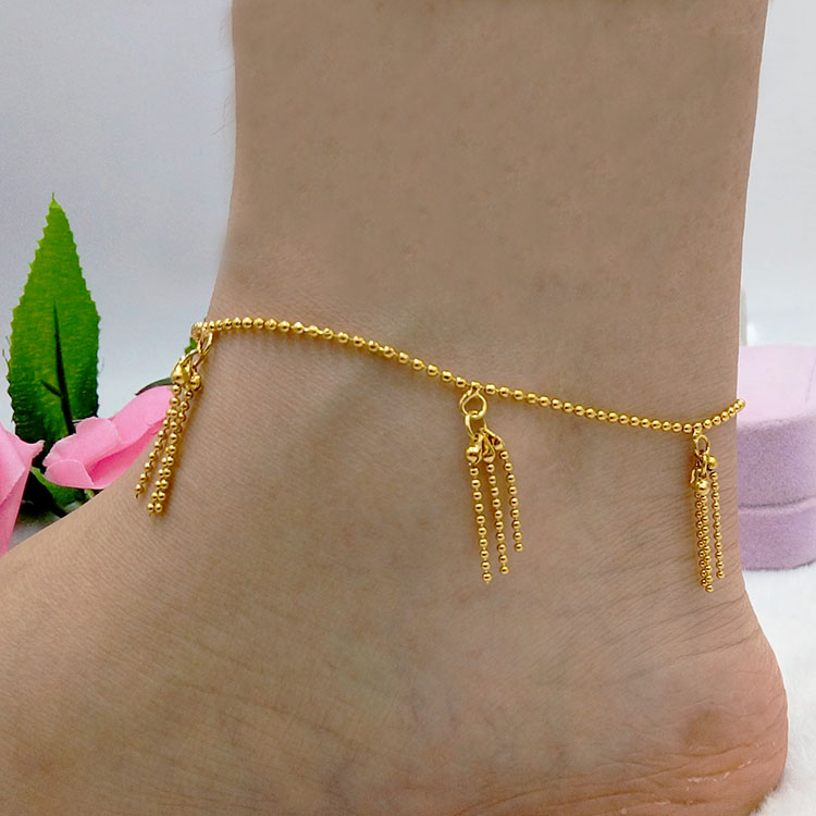 Mới Nhật Bản và Hàn Quốc cá tính giả cát vàng tình yêu tua vòng chân nữ khí chất đồng xu euro mạ vàng vòng chân vòng chân trang sức lắc chân nữ bạch kim