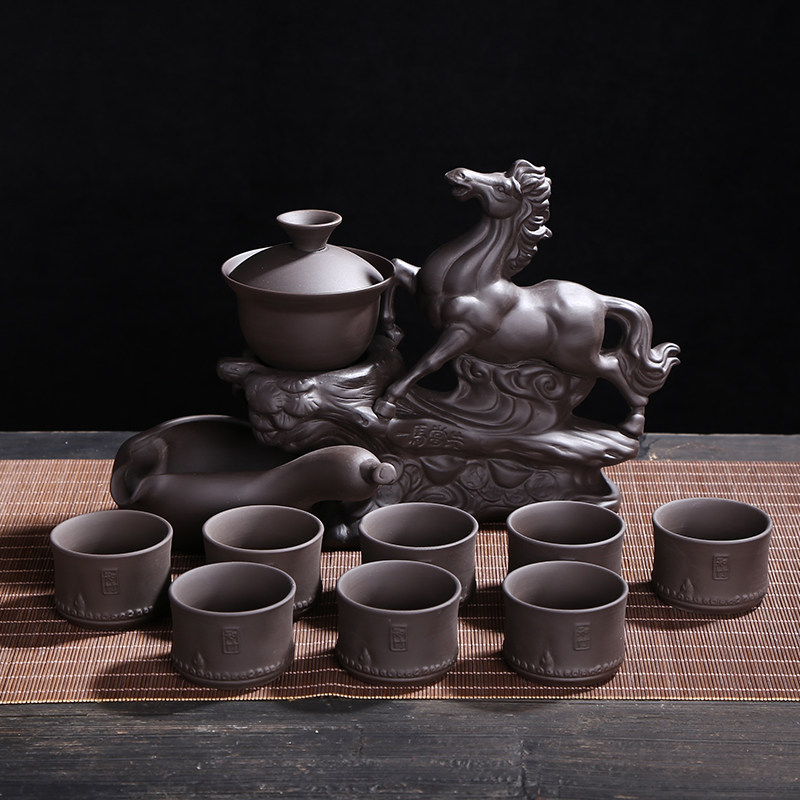 Complete set of firewood kung fu tea set set special semi-automatic tea set antique creative coarse ceramic lazy teapot