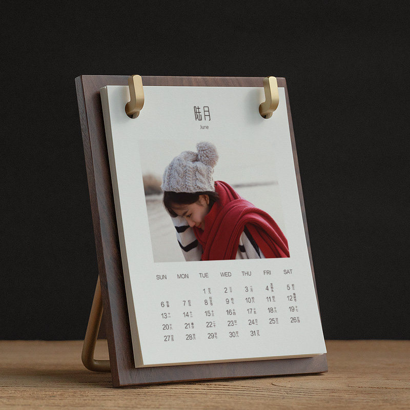 Desk calendar 2024 New customized diy creative photo to make art and high-end wooden ordering ins and dragon year calendar-Taobao