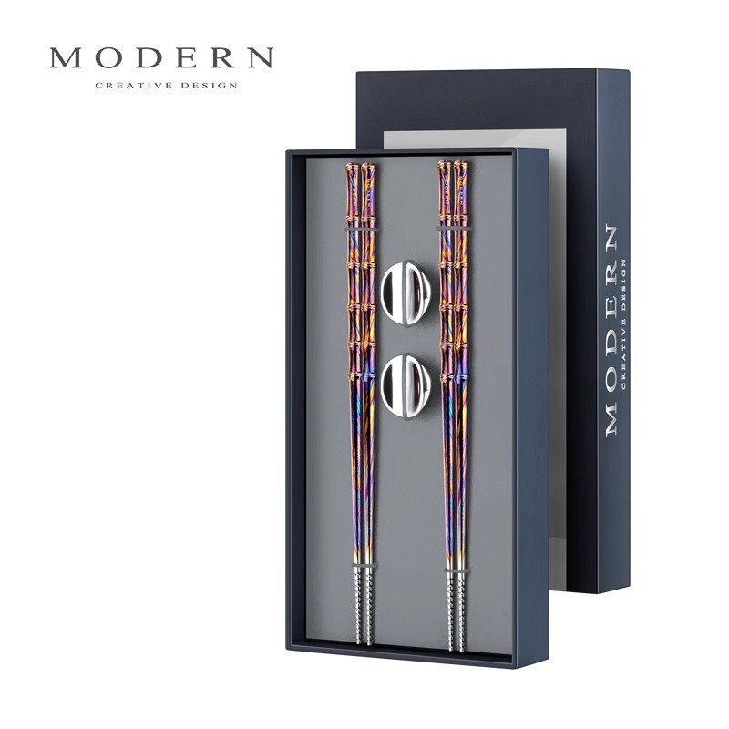 Modern Titanium Leather Chopsticks, a Pair of Precious Metal Chopsticks, Accessible Luxury Household High-End Tableware, Housewarming Gift