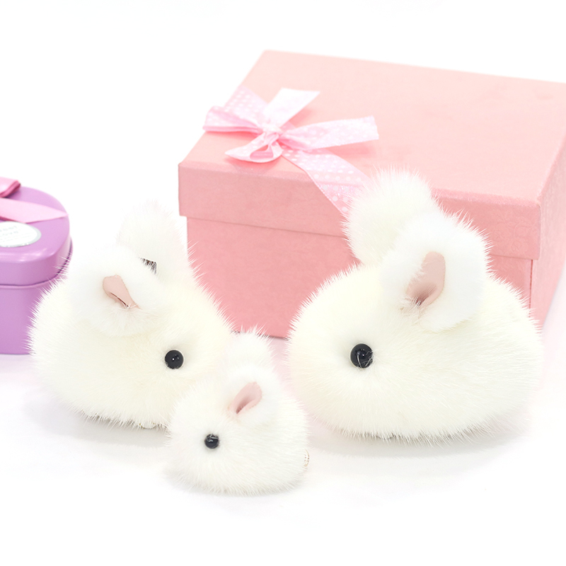 Mink Fur Bunny Plush Pendant, Mini Jade Rabbit Ornament for Phone, Bag, Car Keychain