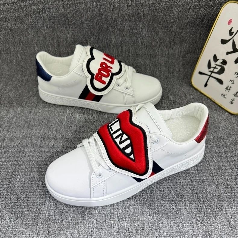 2026 New Forlove Embroidered Red Lips Large-Mouth White Sneakers for Men and Women, Light Luxury Versatile Couple Style Casual Sneakers 2026 New Forlove Embroidered Red Lips Large-Mouth White Sneakers for Men and Women, Light Luxury Versatile Couple Style Casual Sneakers